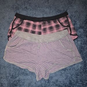 Torrid Sleep Pink Plaid and Gray Striped Pajama Shorts Size 1
